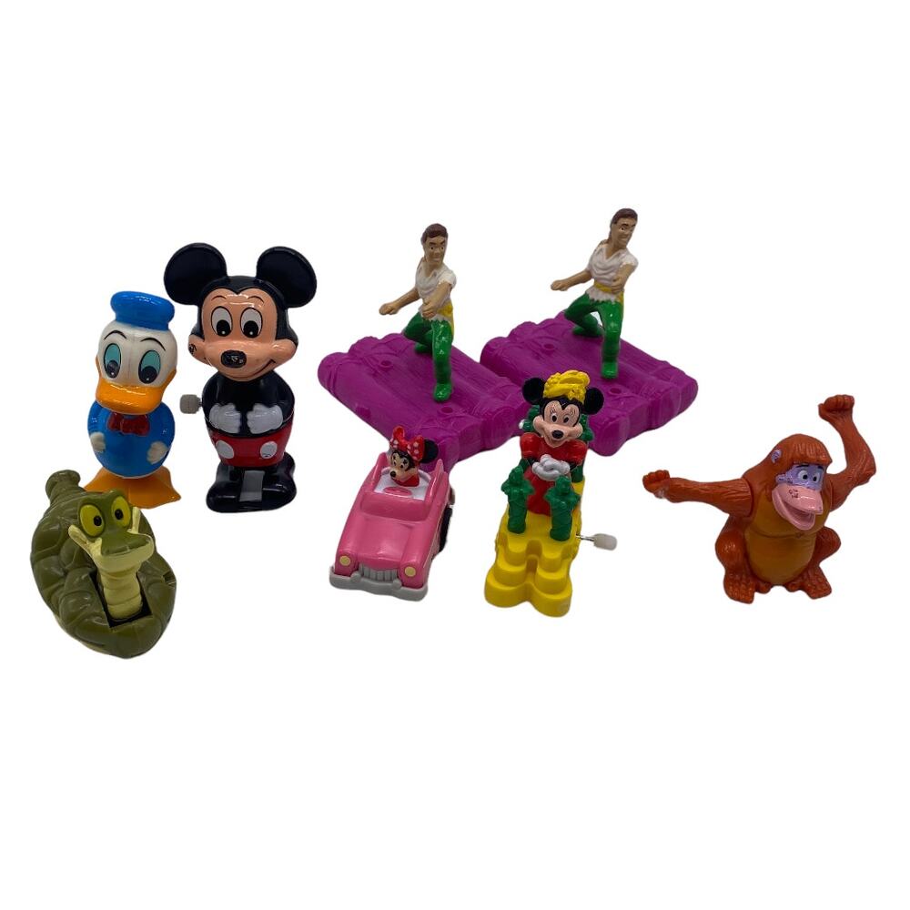 Vintage Disney Fast Food Happy Meal Toys and Tomy Wind Up Toys Lot Mickey Mouse